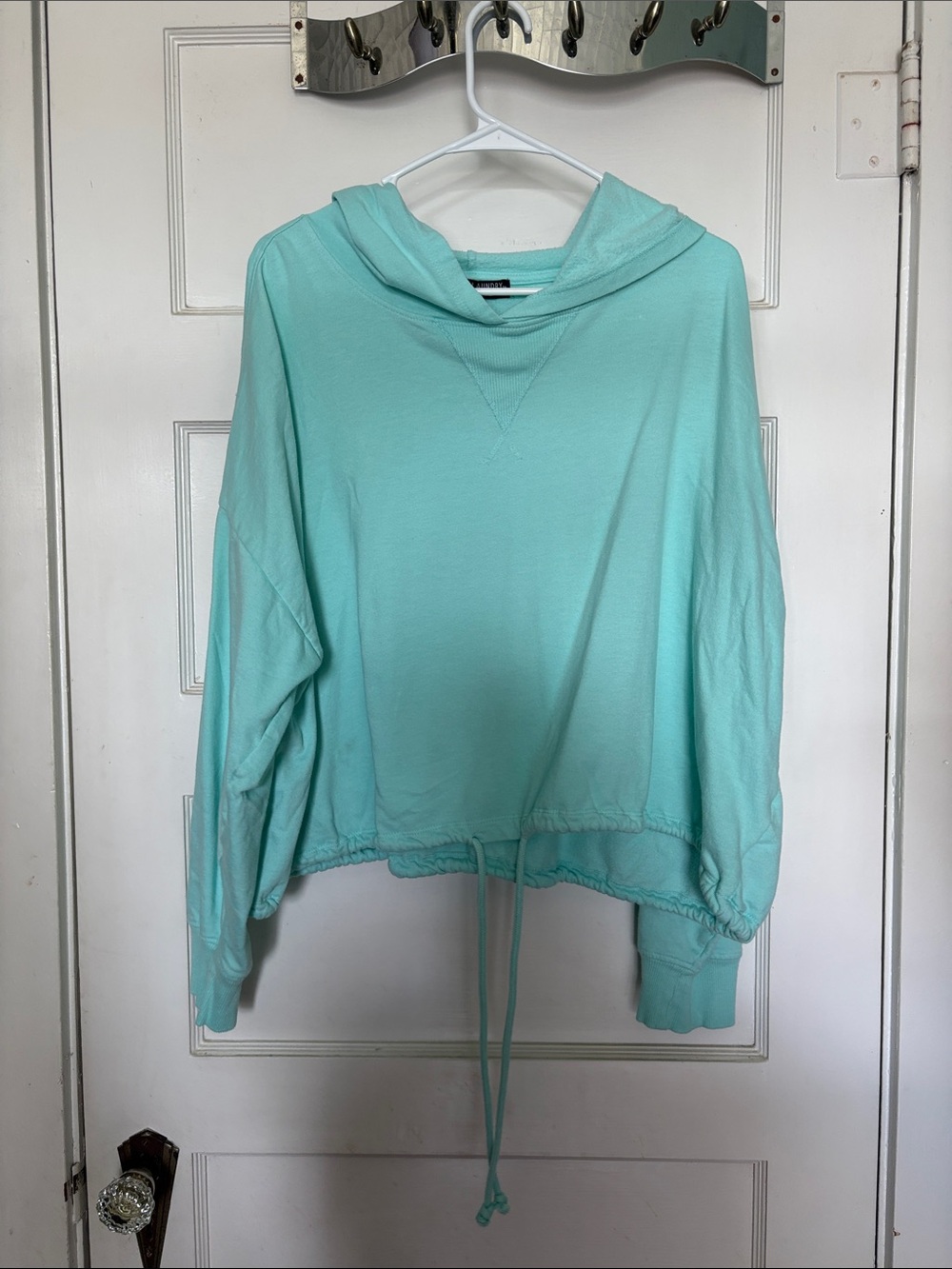 French Laundry Sport Light Aqua Women's Drawstring Hoodie Top Size 3X